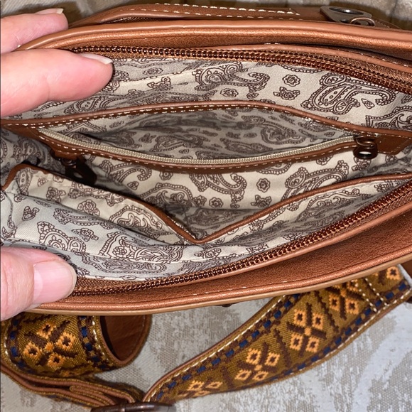 Nocona Ivy Brown Leather Crossbody Bag with Leather Strap - Picture 8 of 10